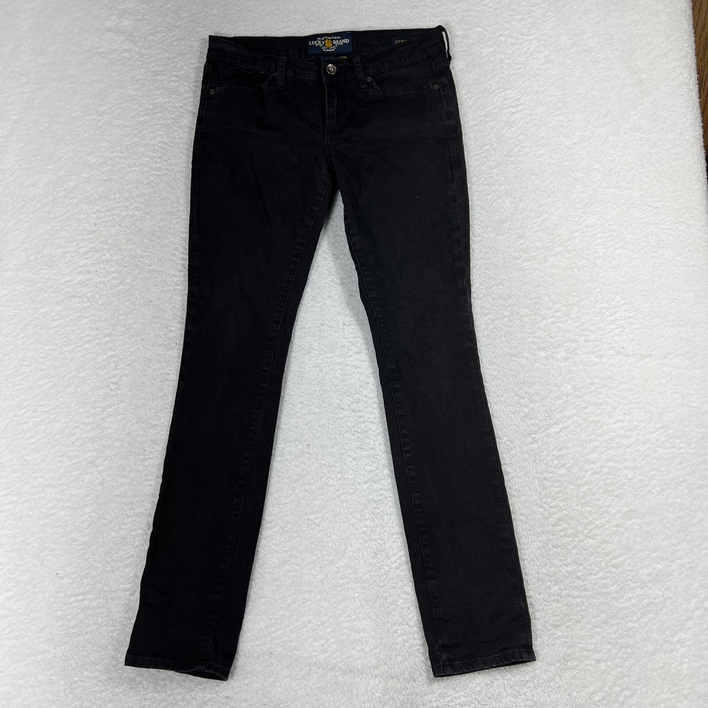 Lucky Brand Charlie Skinny Jeans Womens 6/28 Black Stretch Denim 7W11491